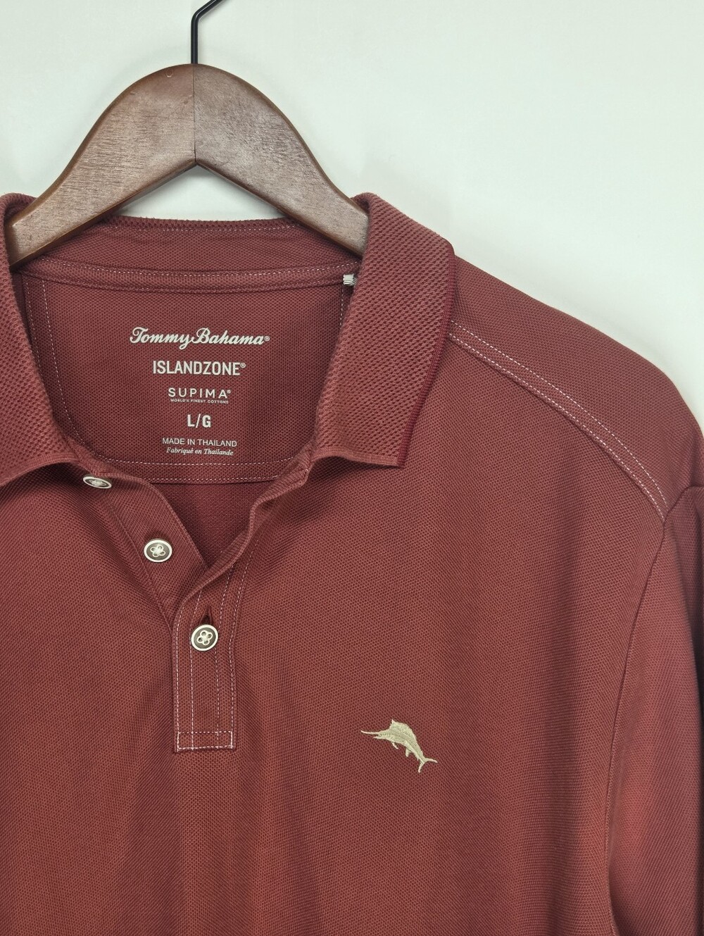 Tommy Bahama IslandZone Supima Polo Shirt Mens L Brick Red Cotton Blend